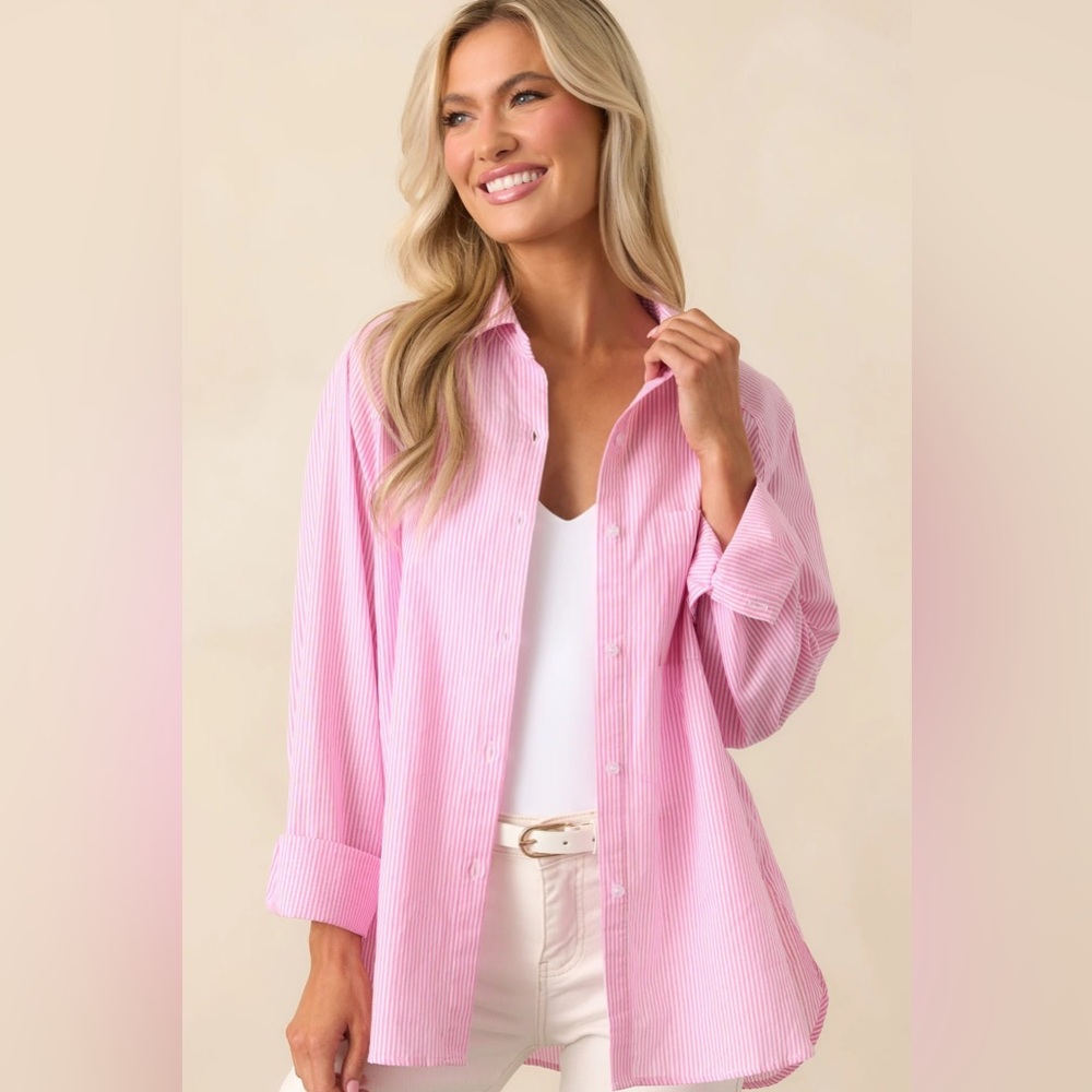 Prosperina Sutton Peony Pink Stripe Cotton Top